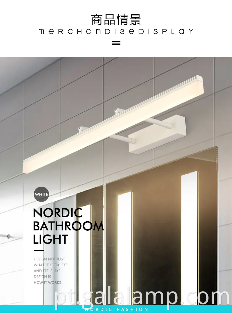 À prova d'água, luz de espelho LED extensível para facilitar a instalação